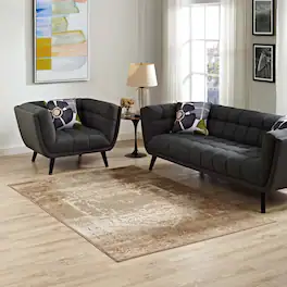 Modway - Rosina Distressed Vintage Medallion Area Rug - Tan and Cream