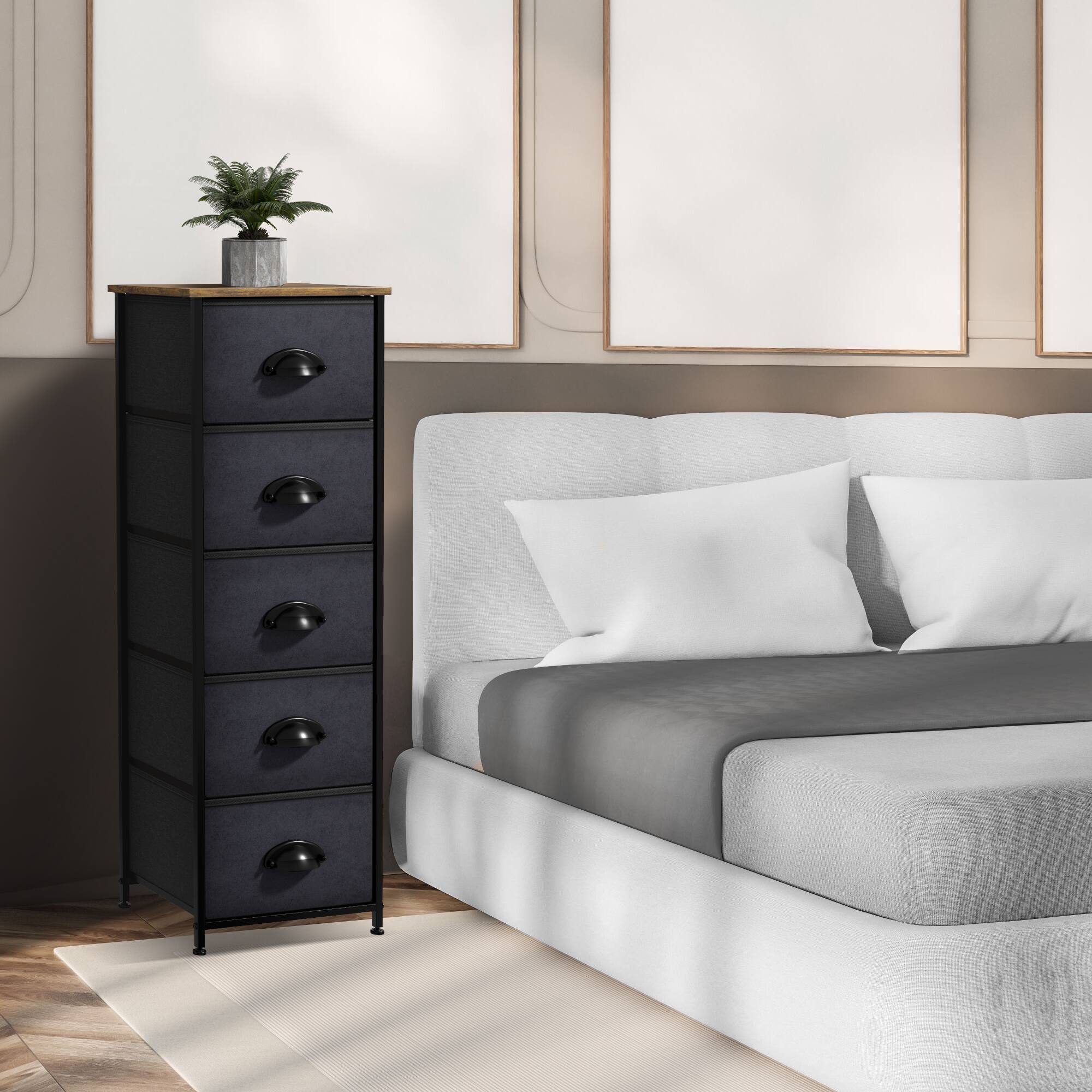 Alt View 1. Sorbus - Sorbus Nightstand with 5 Drawers, Tall Storage Dresser Tower Organizer for Bedroom, Hallway, Closet, College Dorm - White.