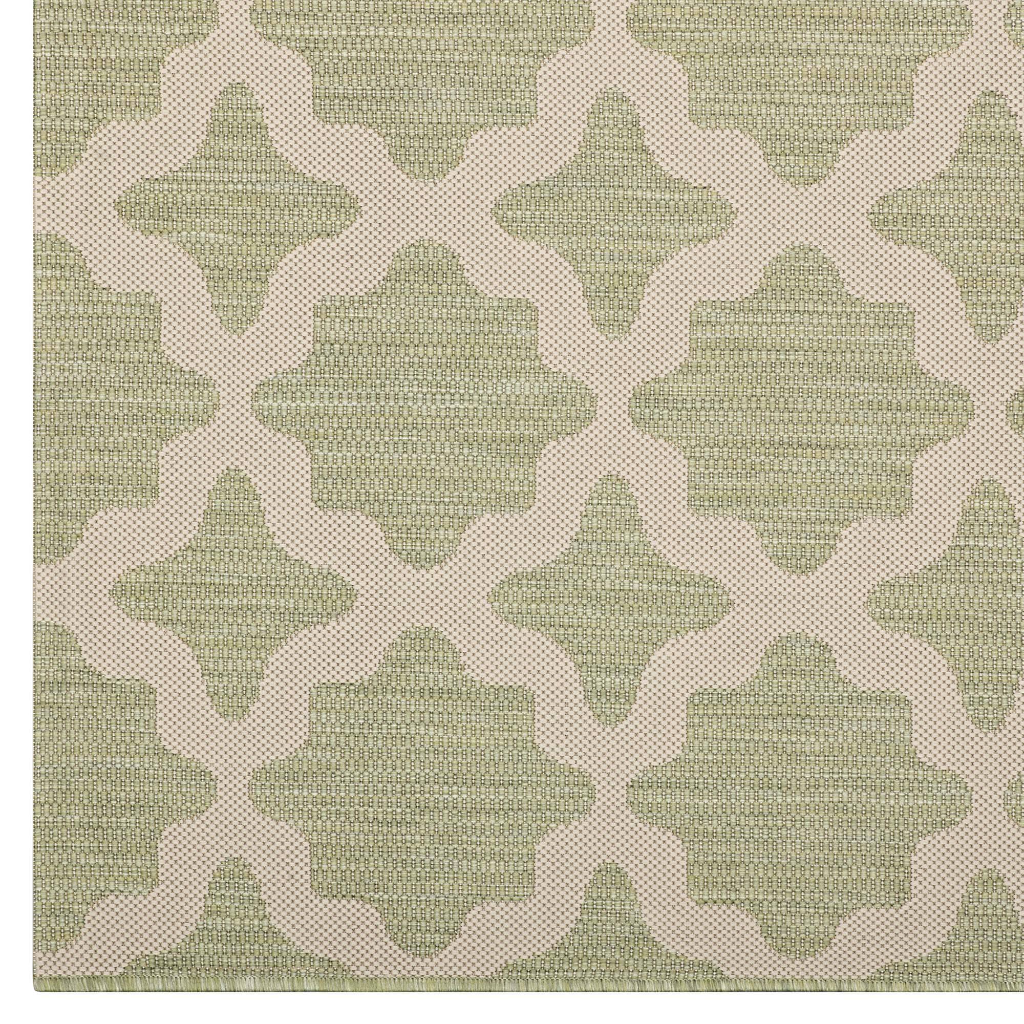 Alt View 4. Modway - Cerelia Moroccan Trellis Indoor and Outdoor Area Rug - Beige and Light Green.