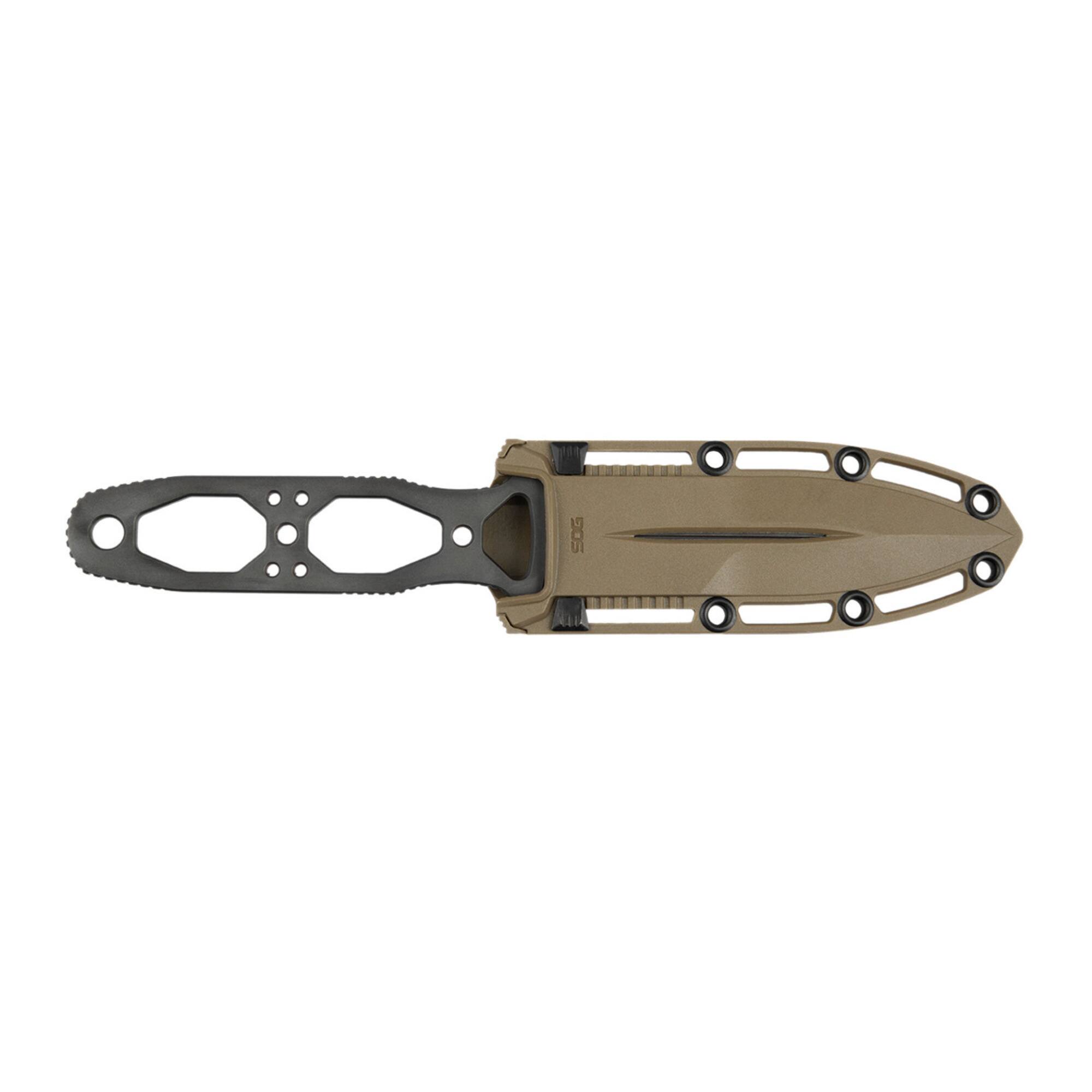 Back. SOG - SOG Pentagon FX S35VN Steel Blade with G10 Handle, Customizable Sheath (FDE).