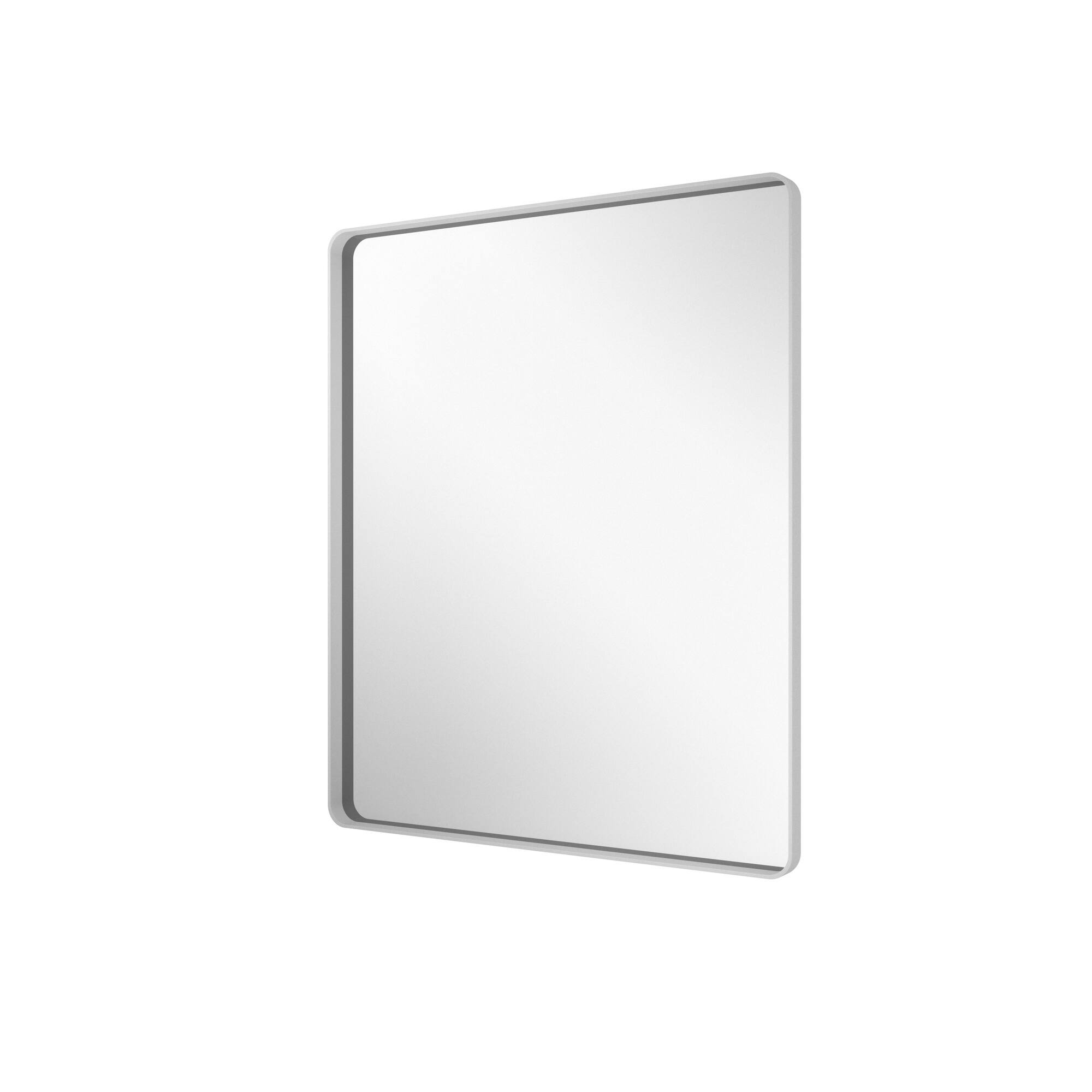 Left. Boyel Living - 30-Inch x 36-Inch Rectangular Aluminum-Framed Bathroom Wall Mirror - White.