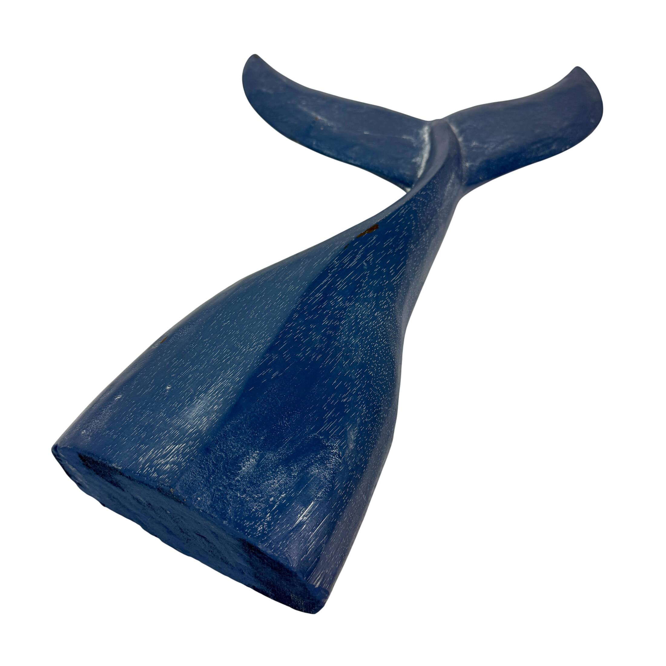 Alt View 2. Things2Die4 - Blue Wooden Whale Tail Sculpture 25 Inch Nautical Coastal Freestanding Decor - Blue.