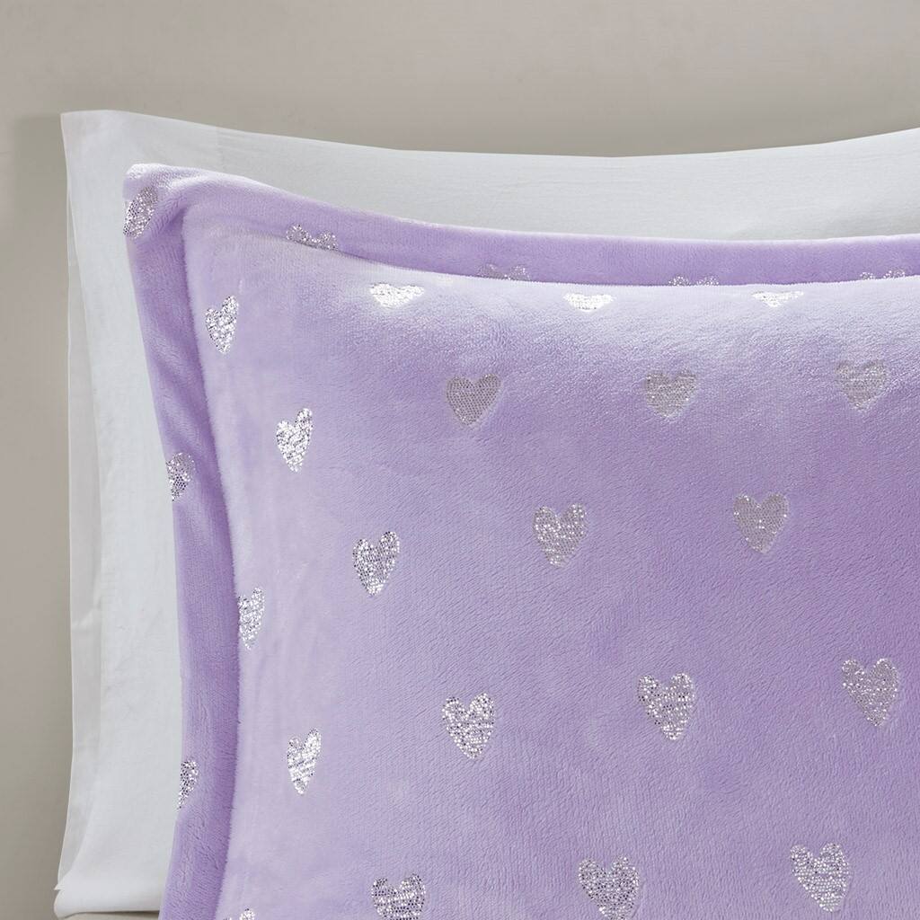Alt View 3. Gracie Mills - Gracie Mills Elysia Metallic Printed Plush Comforter Set - Purple/Silver.