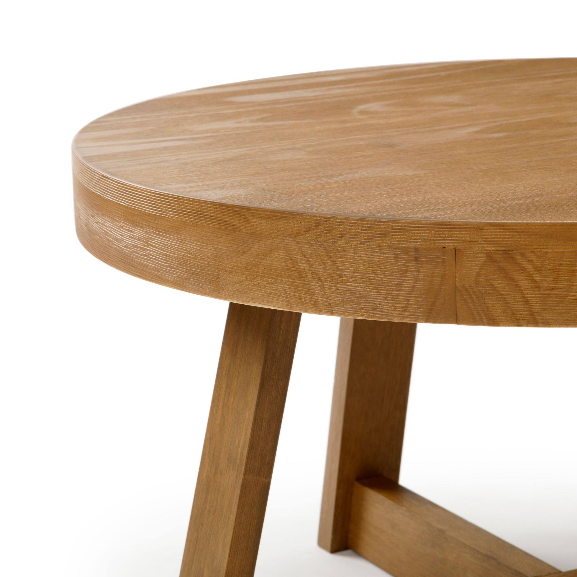 Alt View 5. Plank+Beam - Classic Round Coffee Table (30in x 30in / 760mm x 760mm), Pecan Wirebrush - Pecan Wirebrush.