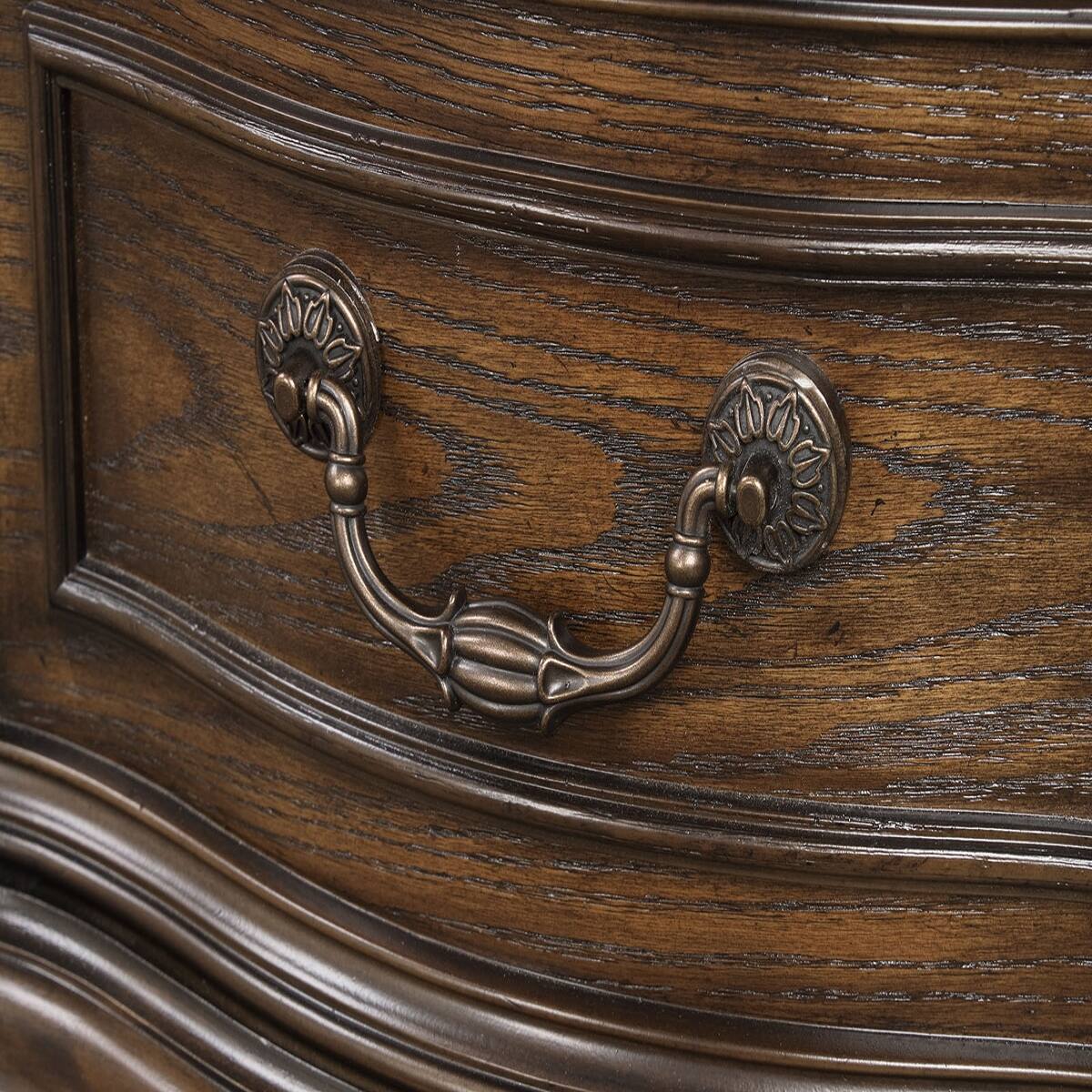 Alt View 2. Loheer - Loheer Traditional Bedroom Nightstand, Dark Brown Three-Drawer Wood Table with USB Ports - Dark Brown.