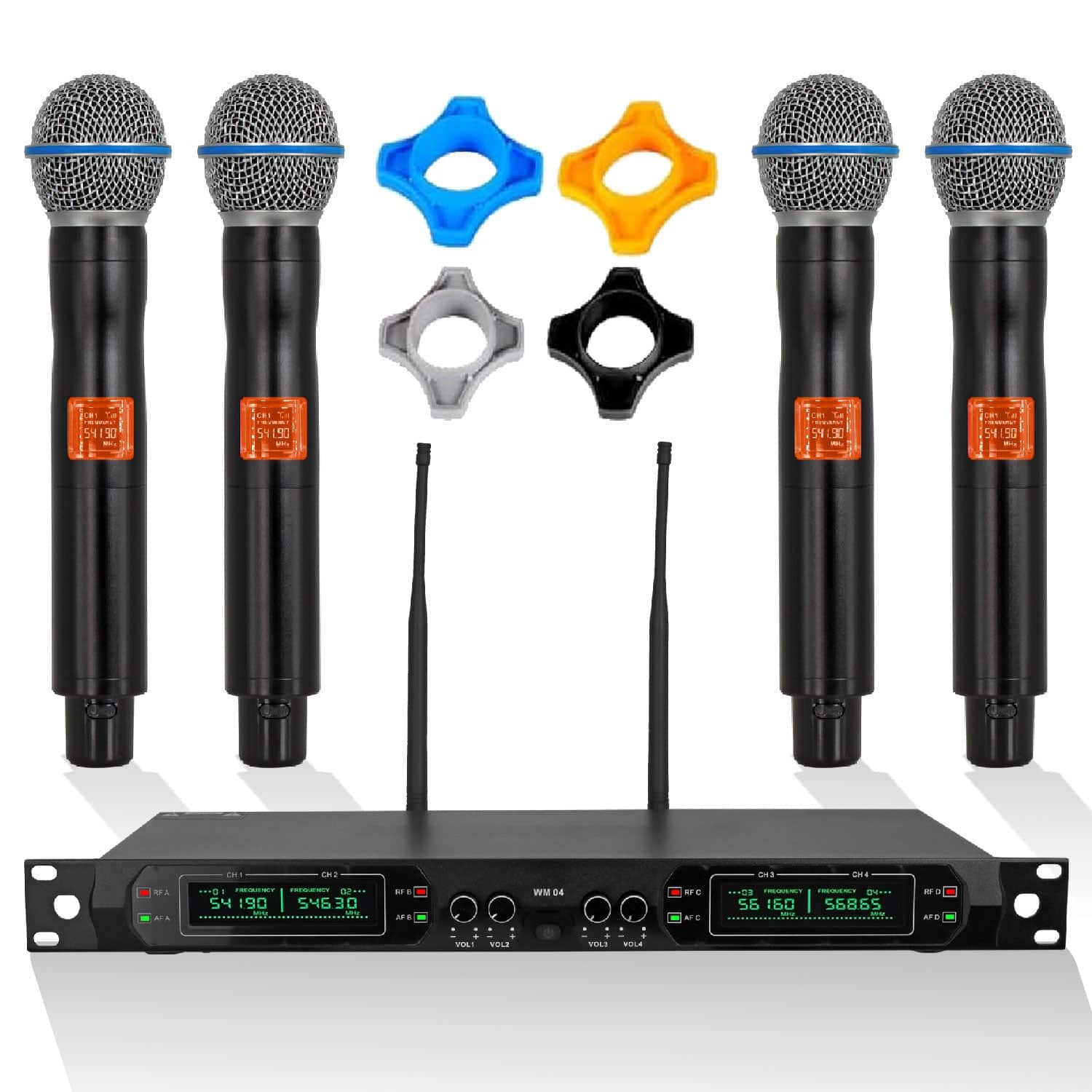 5 CORE - 5Core Wireless Microphones UHF 4 Channel Dynamic Pro Audio Handheld Singing Mic-WM UHF 04-HM