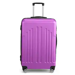 Winado - 28" Checked Luggage Trolley Case ABS Hardside Large Suitcase with Double Spinner Wheels & TSA Lock for Travel Business - Purple