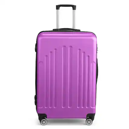 Front. Winado - 28" Checked Luggage Trolley Case ABS Hardside Large Suitcase with Double Spinner Wheels & TSA Lock for Travel Business - Purple.