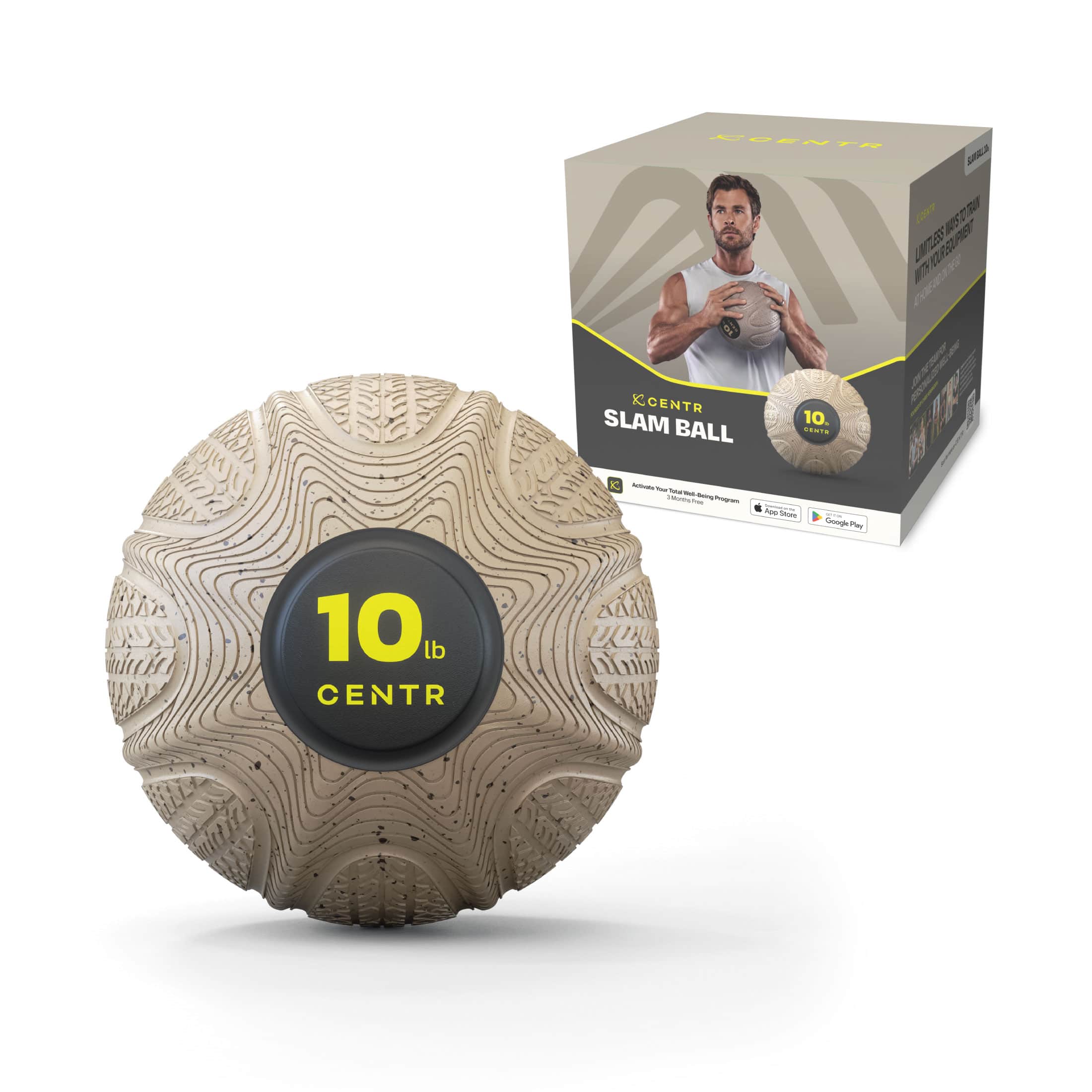 Centr - Slam Ball 10lbs - Beige - Front_Zoom