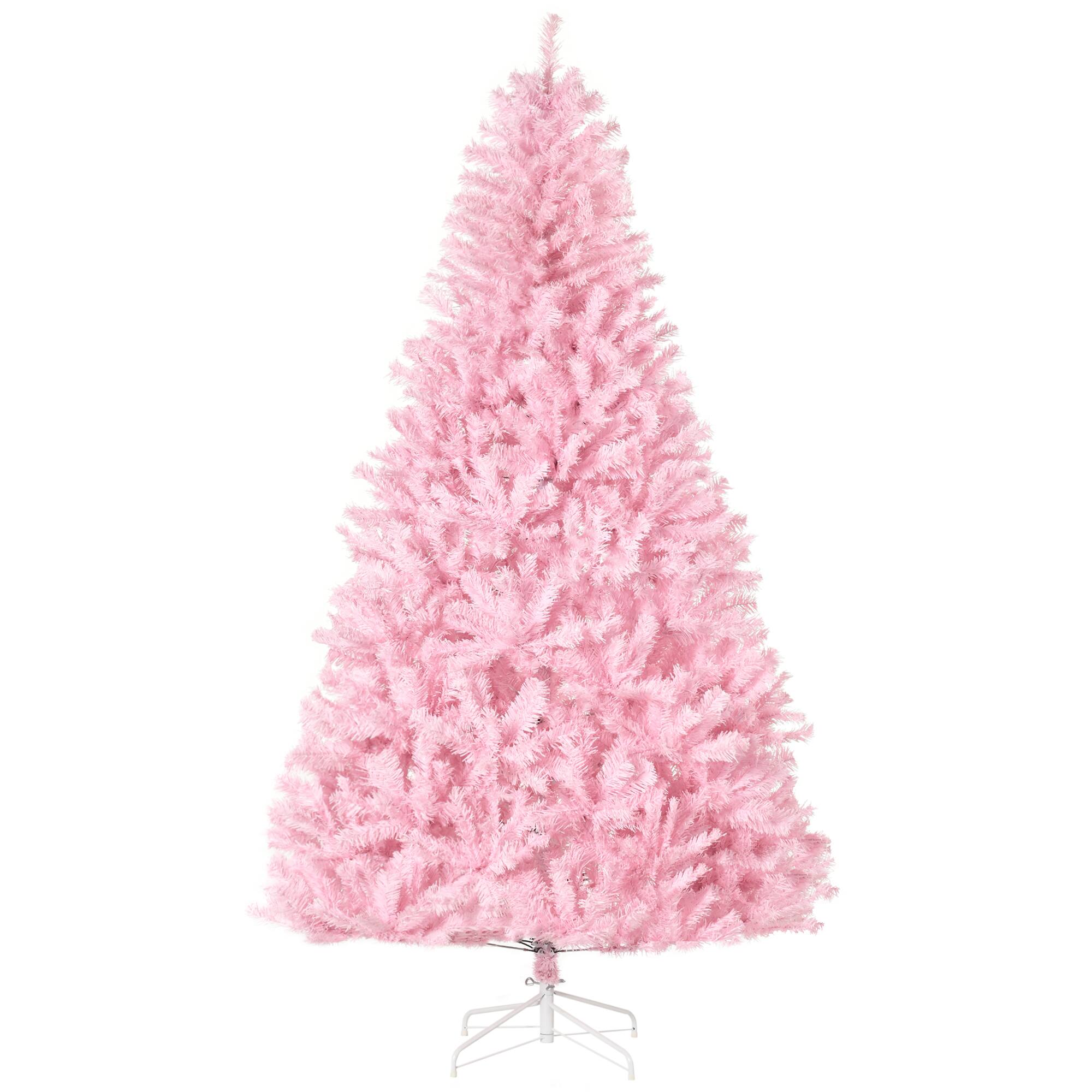 Front. Homcom - Artificial Pink Christmas Trees, with Auto Open, Steel Base - pink.