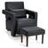 Front. Costway - Breathable Leather Sofa Chair with Ottoman and Waist Pillow - Black.