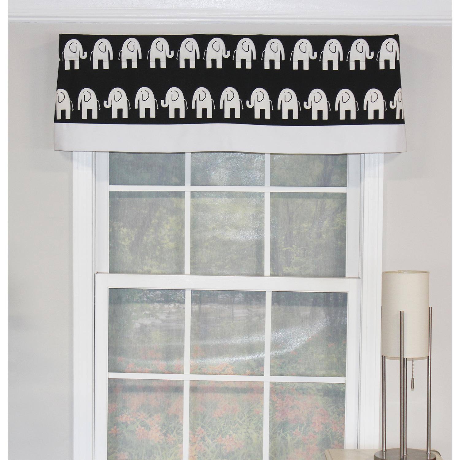 Angle. RLF Home - RLF Home Ele Banded 100% Cotton with Fully Lined 3" Rod Pocket Valnance for Windows 50" x 15" Black - Black.