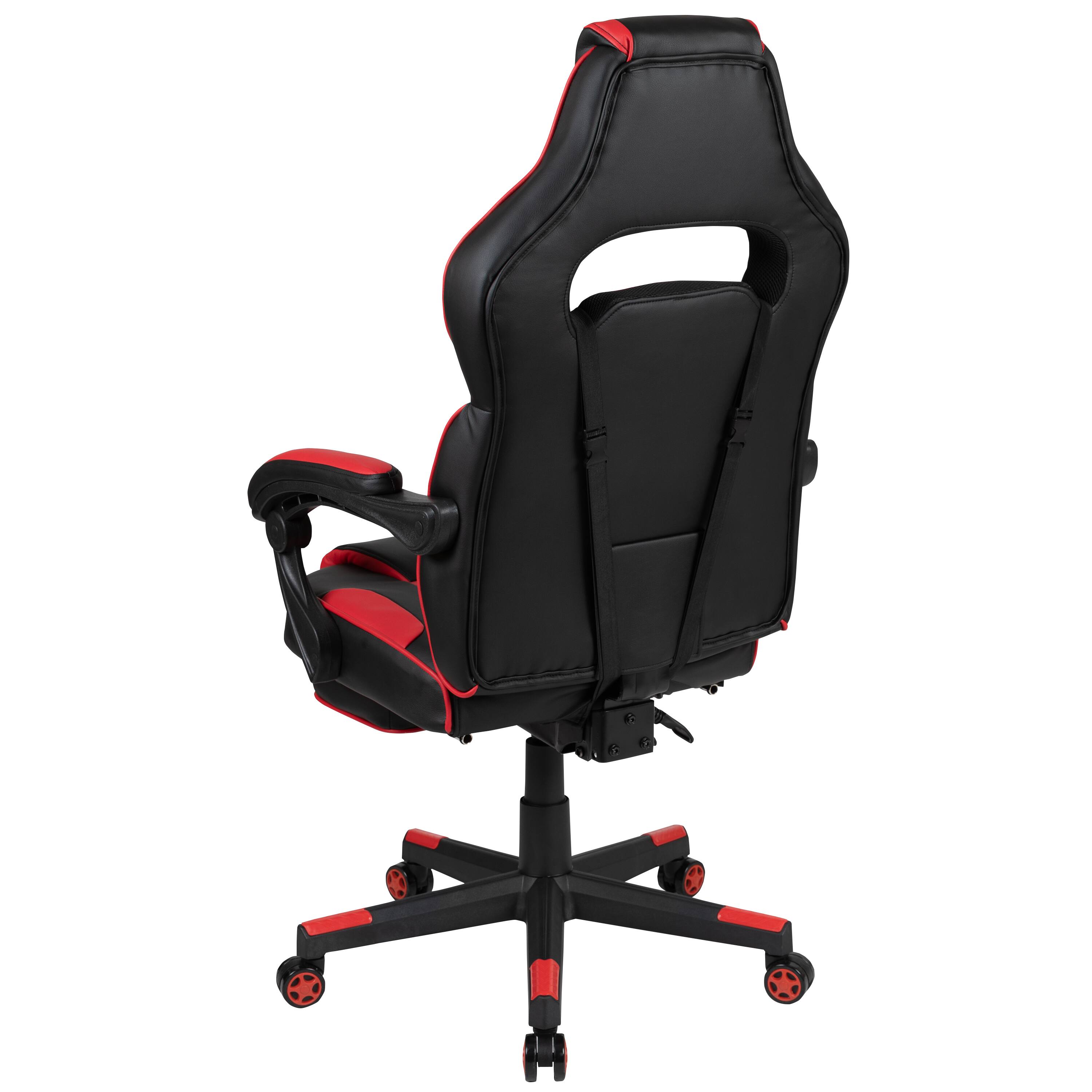 Alt View 6. Emma + Oliver - Ergonomic Gaming Chair -Recline Back/Arms, Footrest, Massaging Lumbar - Black with Red Trim.