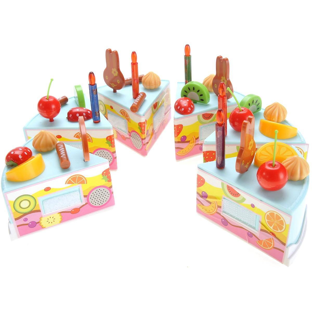 Back. JuzToys - 75pcs DIY Birthday Cake Toy Set – Make Your Own Cake Kit for Kids, Pretend Kitchen Play Food Cutting Toy - Multi.