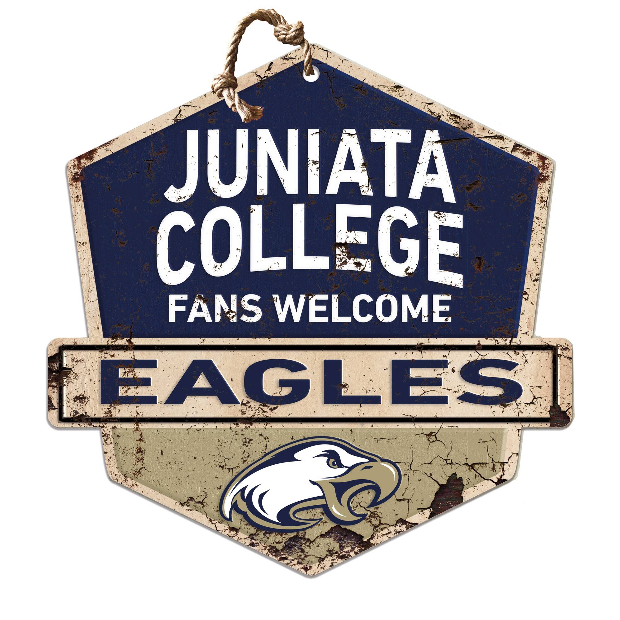Juniata Eagles 20" x 20" Fans Welcome Badge Sign
