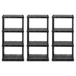 Gracious Living - 4 Shelf Knect-A-Shelf Solid Light Duty Storage Unit, Black 3 Pck - 4 Shelf - Black