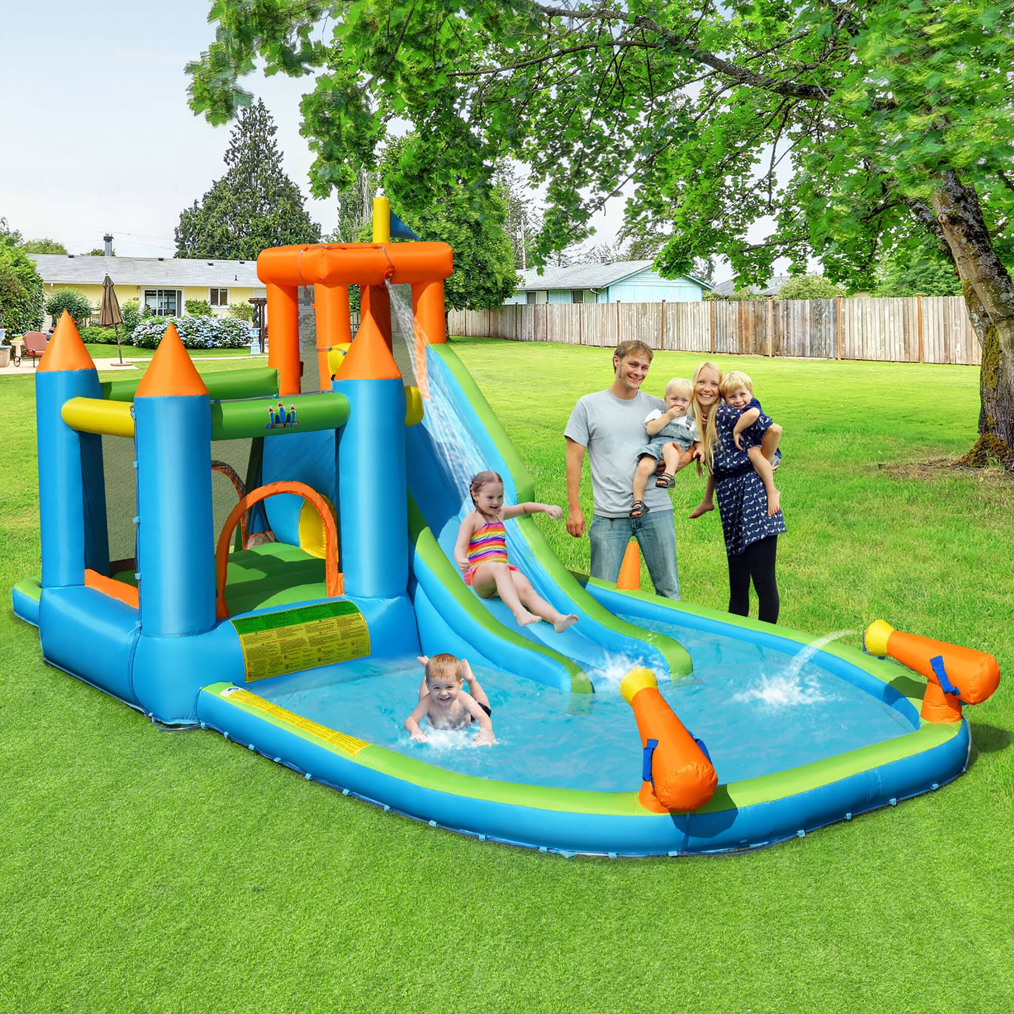 Alt View 1. Costway - Costway Bountech Inflatable Water Slide Kids Bounce House Splash Water Pool w/ Blower - Multicolor.