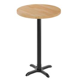 Flash Furniture - Bennett 30" Round Solid Wood Commercial Indoor Tabletop with 22" x 22" Bar Height Rust-Resistant Black Cast I - Natural