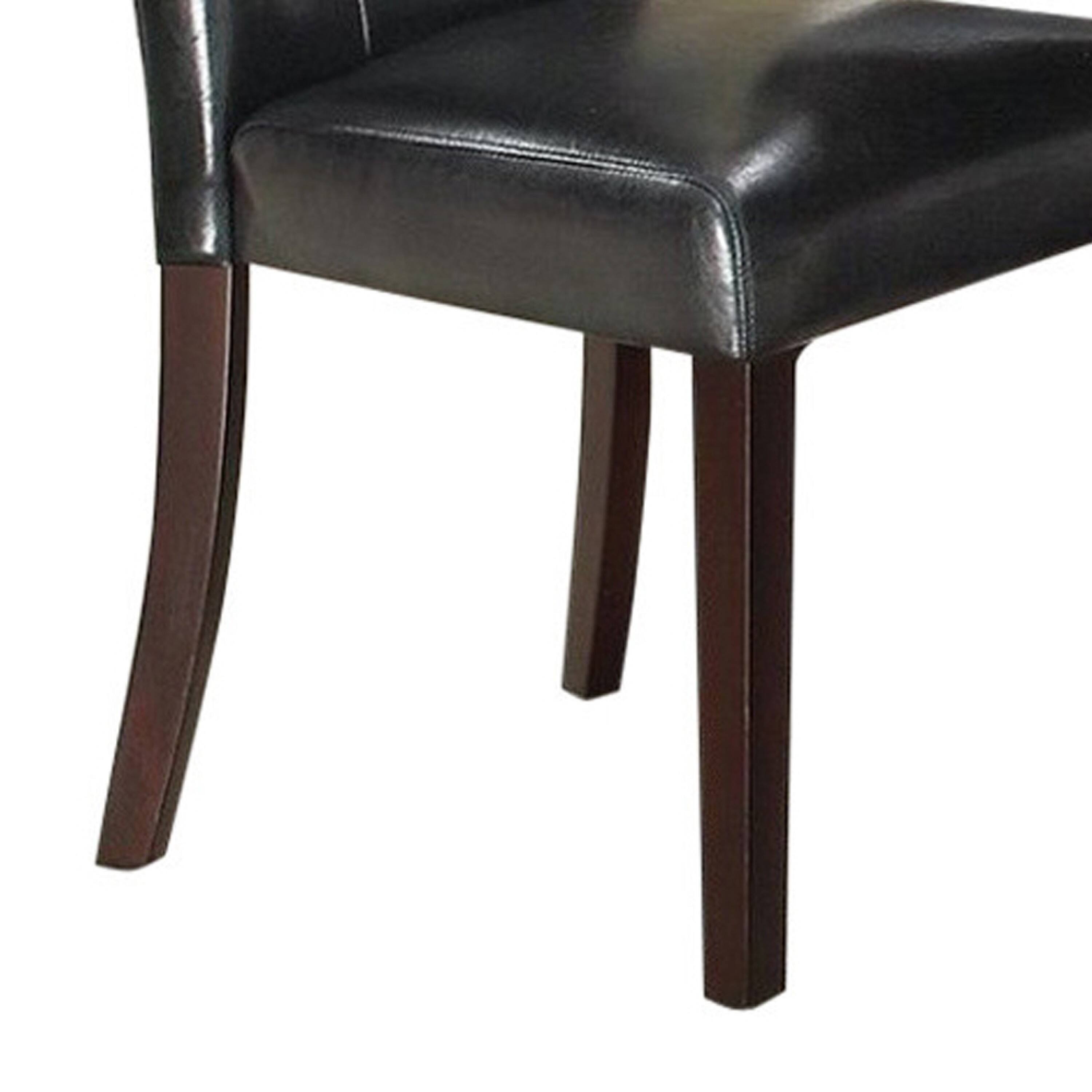 Alt View 3. Manhattan Lane - Dining Side Chair Set of 2, Button Tufted Black Faux Leather Upholstery - Black.
