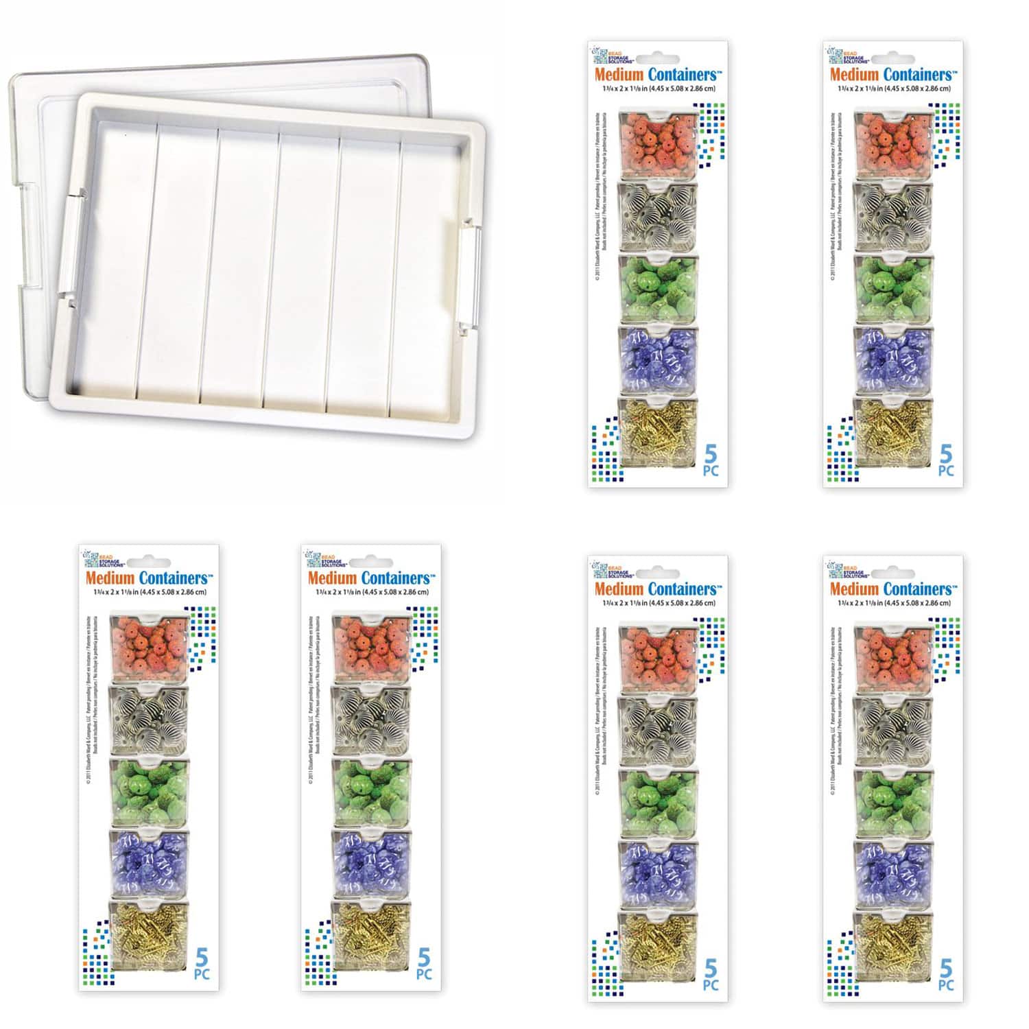 Bead Storage Solutions - Bead Storage Bundle with Tray, Lid, and 30 Piece Craft Supplies Container Pack