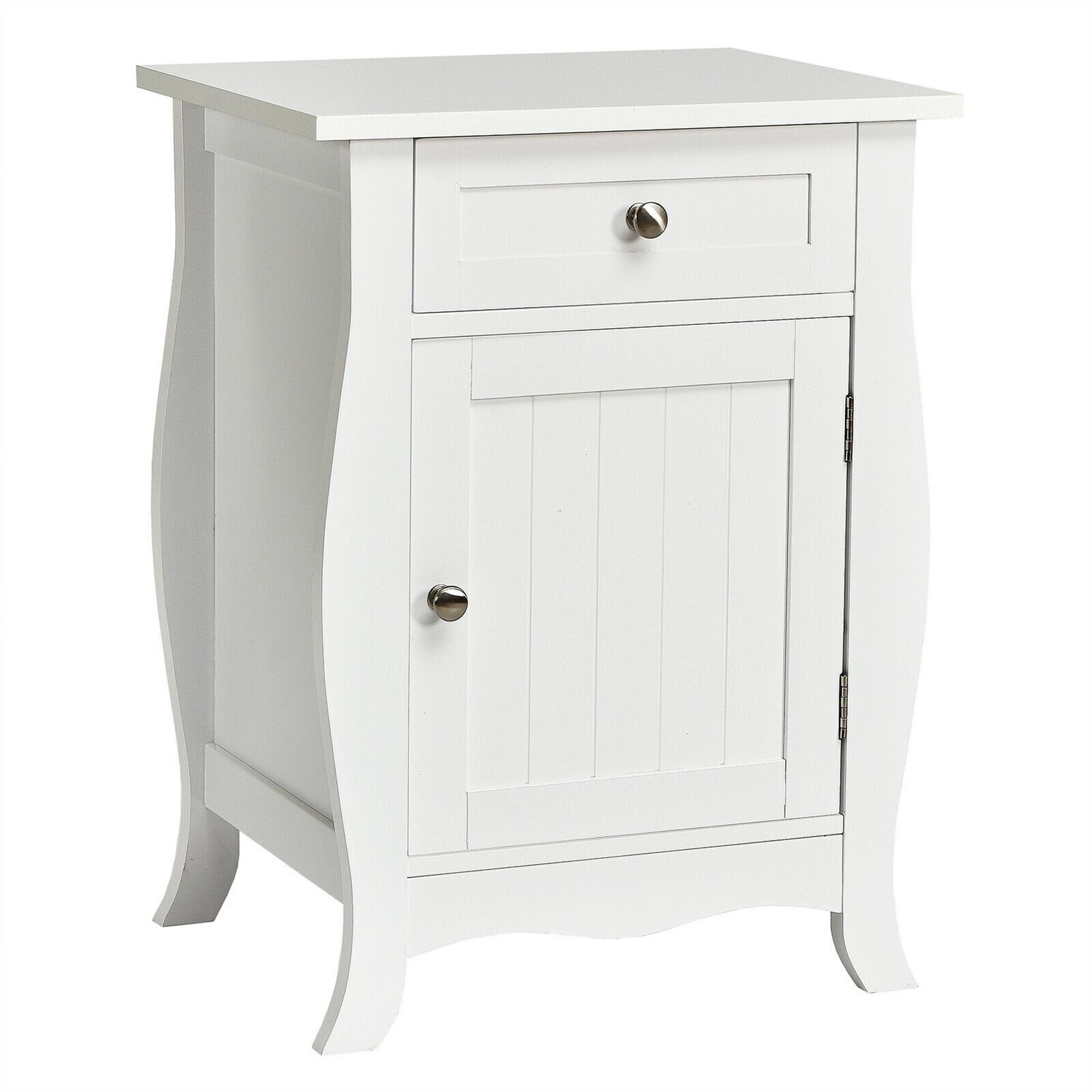 Alt View 19. Costway - Accent End Table with Drawer Storage Cabinet Wooden Nightstand - White.