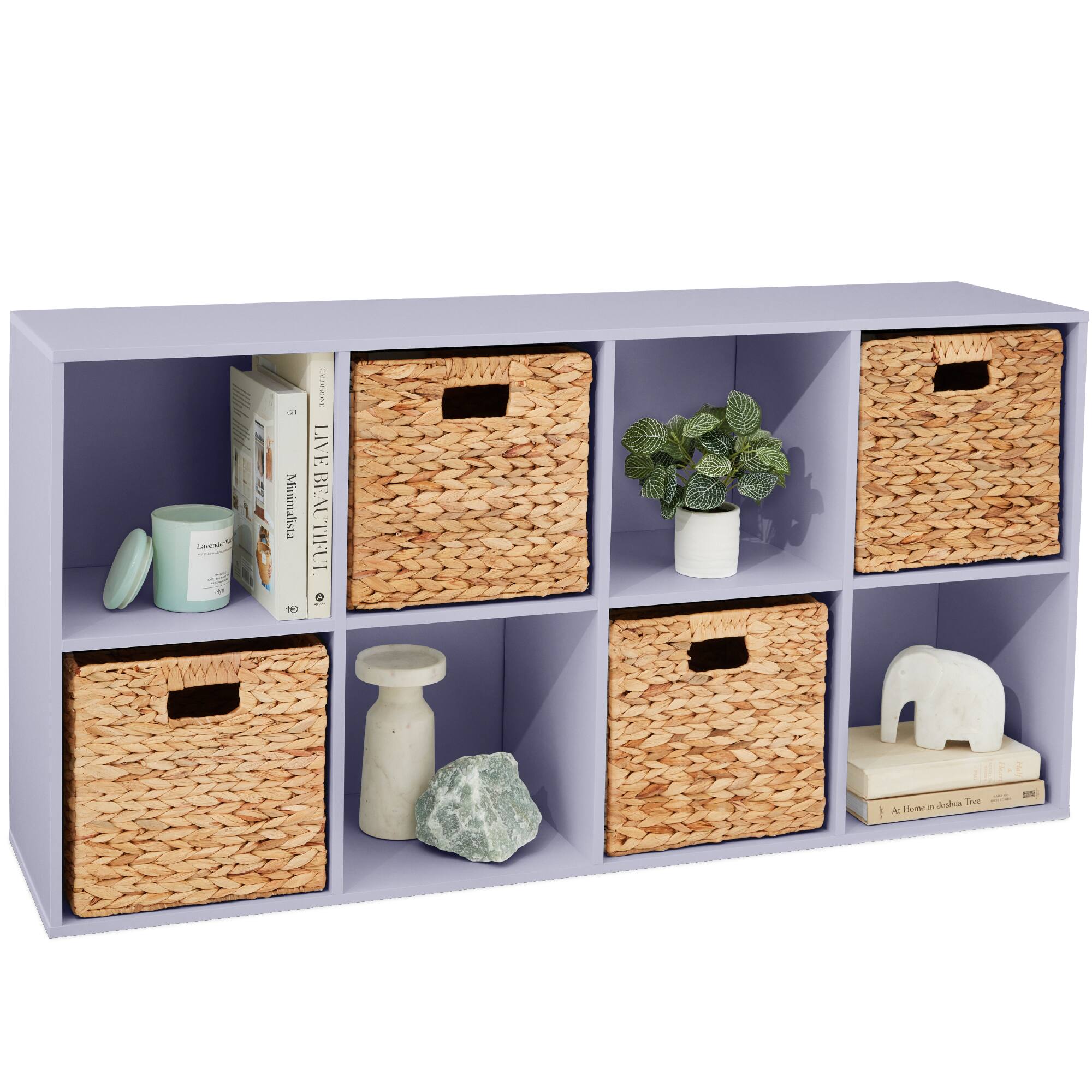 Best Choice Products - 8-Cube Bookshelf, 13.5in Display Storage System, Organizer w/ Removable Back Panels - Lavender