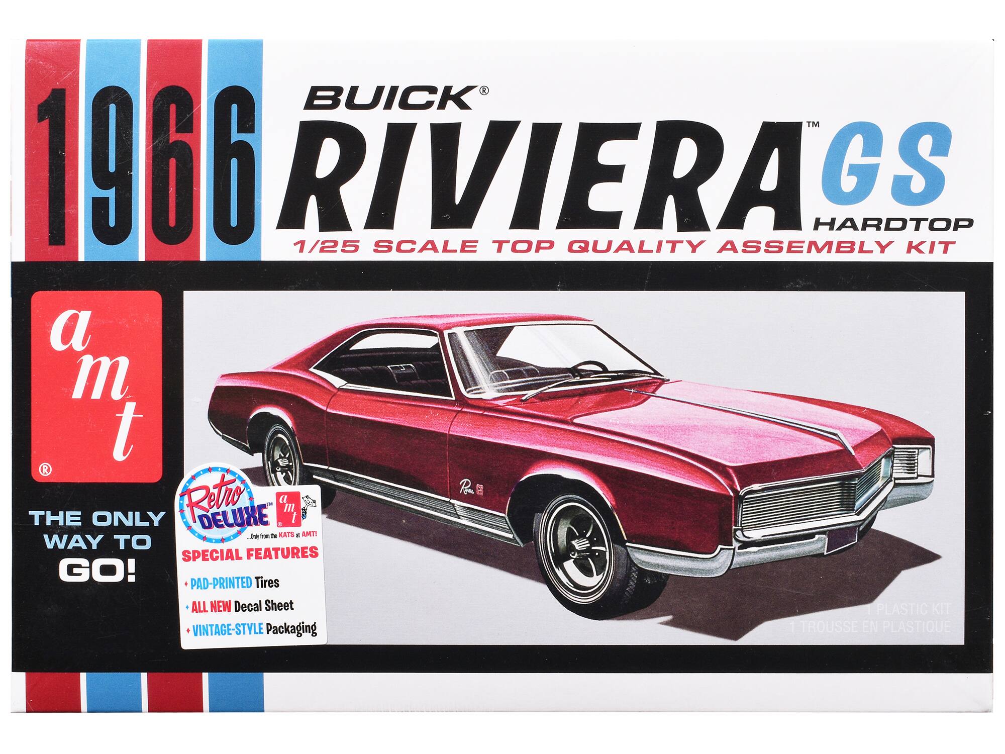 Skill 2 Model Kit 1966 Buick Riviera GS 1/25 Scale Model by AMT - Multicolor