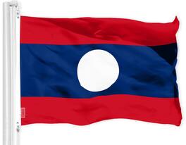 G128 - Laos Flag 3 x 5 ft Printed 150D Polyester Indoor/Outdoor, Brass Grommets - Assorted Colors