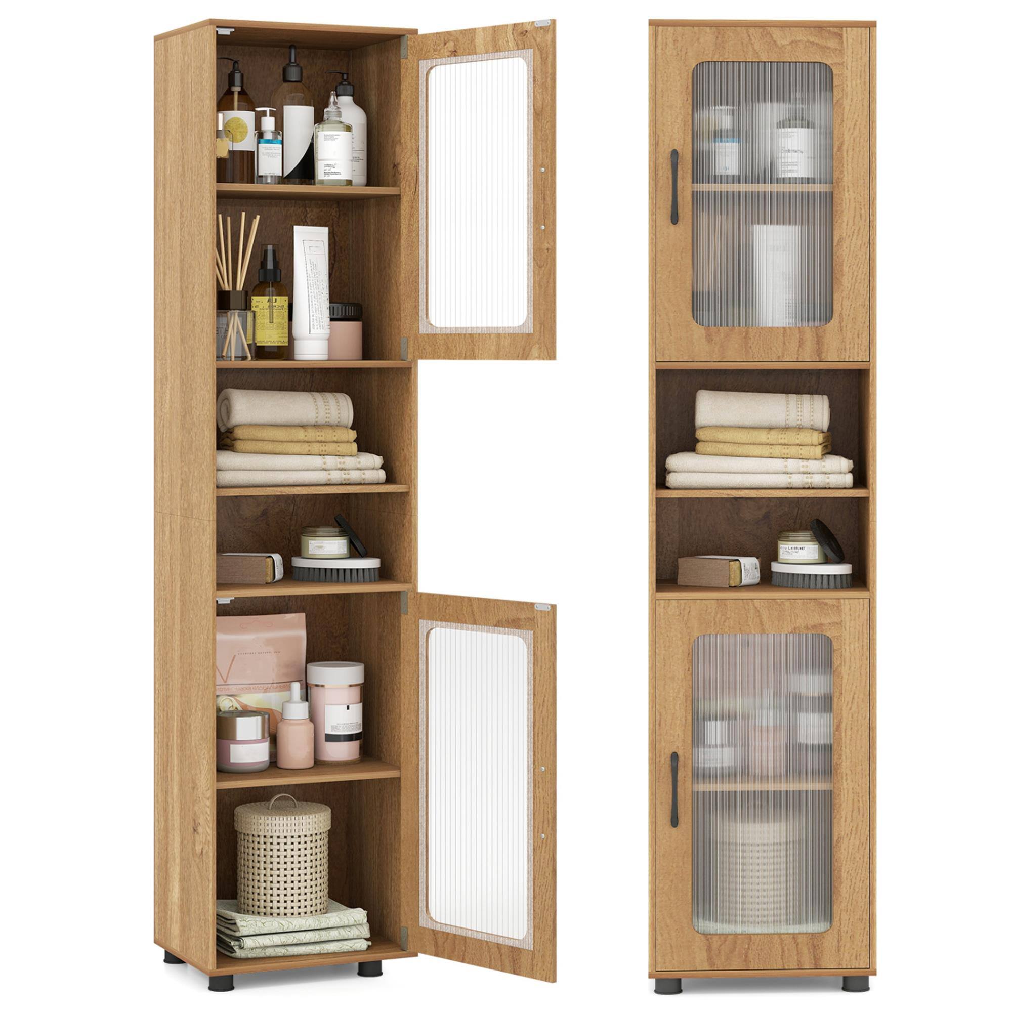 Alt View 3. Boyel Living - Natural Tall Freestanding Bathroom Storage Cabinet 67 Inch - Natural.