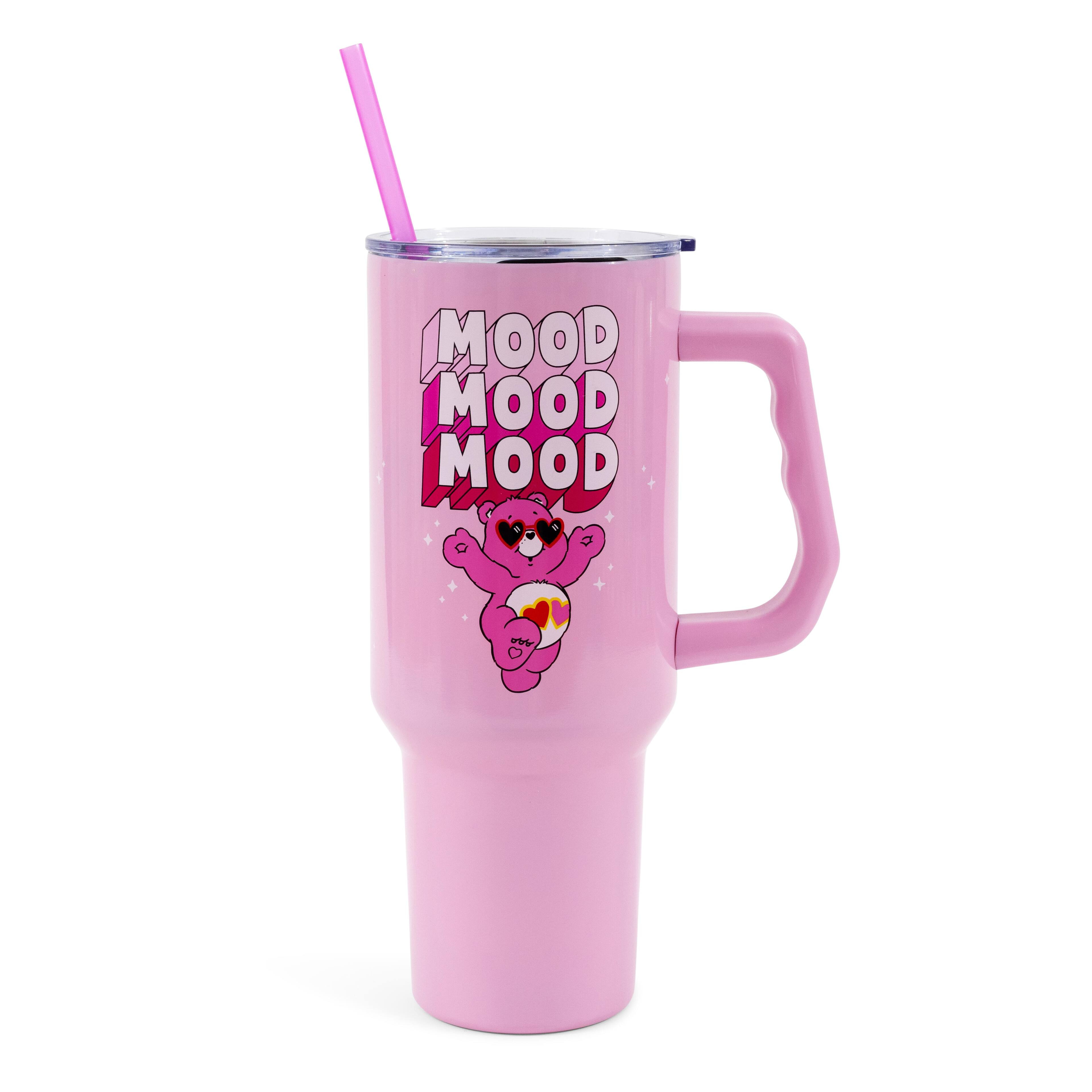 Silver Buffalo - Care Bears Love-A-Lot Bear Stainless Steel Tumbler With Handle | Holds 40 Ounces - Pink