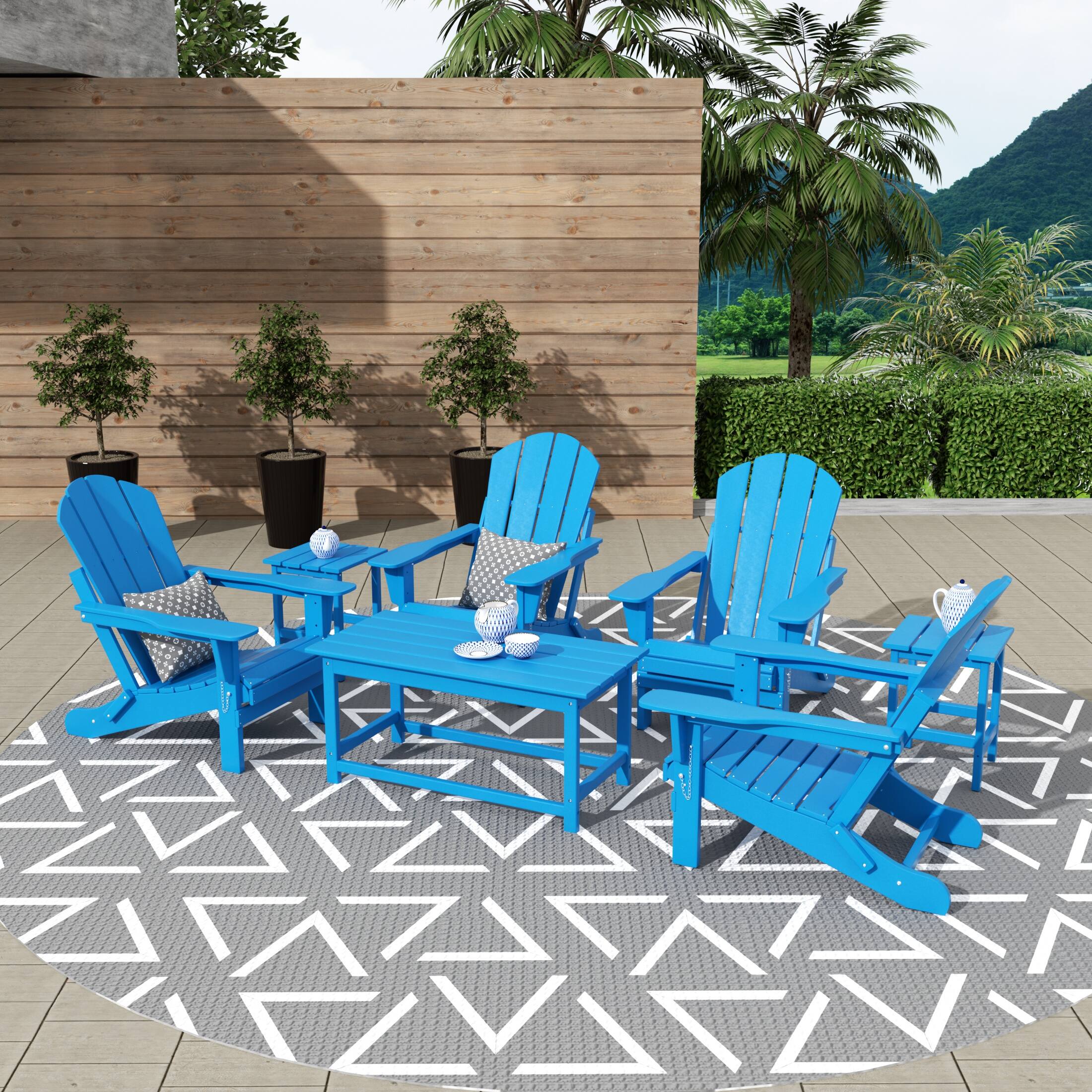 Angle. WestinTrends - WestinTrends Malibu 3-Piece set outdoor Coffee and Side table for Adirondack chair - Pacific Blue.