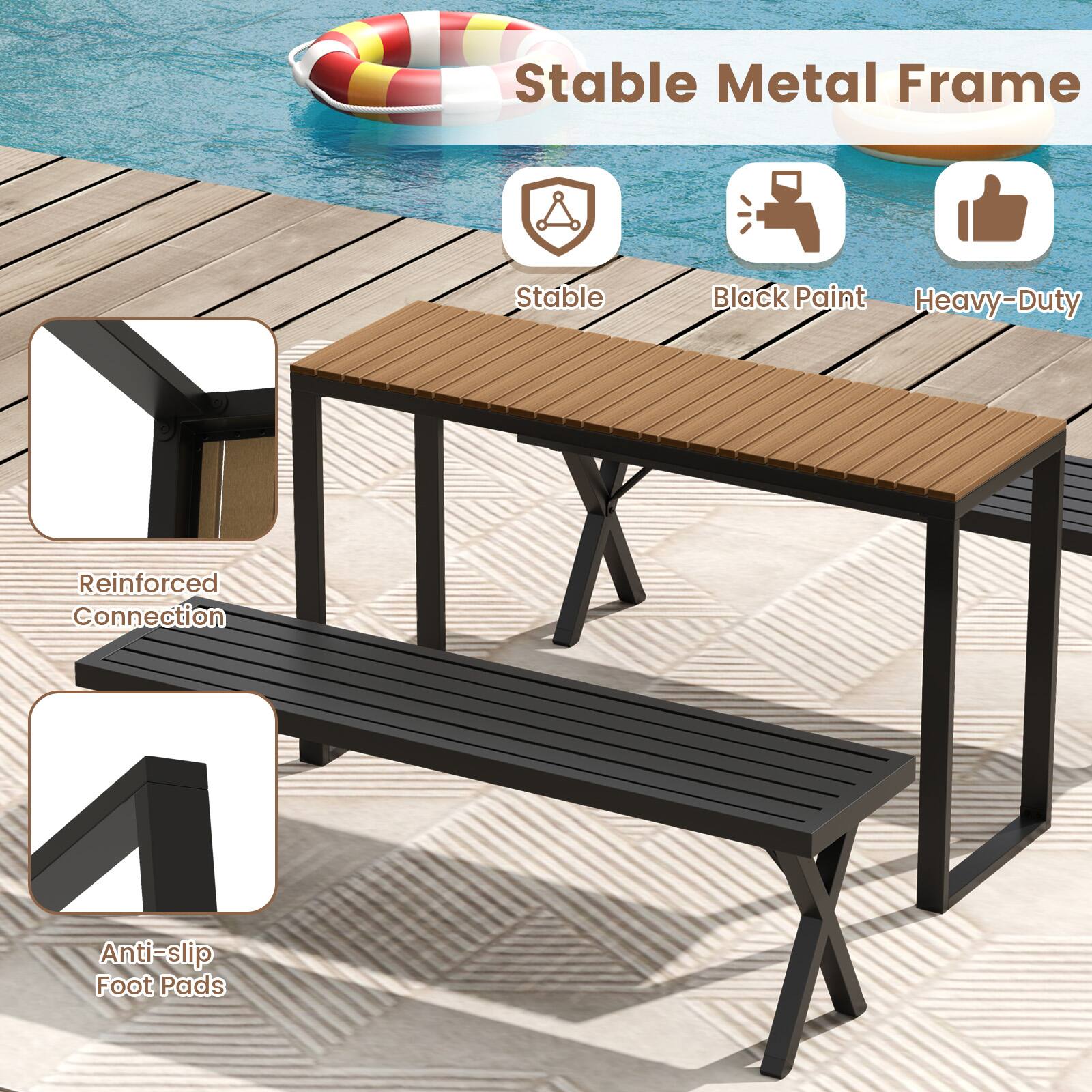 Stable Metal Frame, Black Paint, Heavy-Duty, Reinforced Connection, Anti-slip Foot Pads