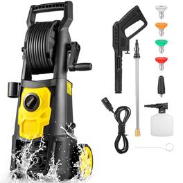 Ecooso - Electric Pressure Washer 2000 PSI Max 1.76 GPM w/ 30ft Hose, 5 Quick Nozzles & Foam Cannon for Cars, Patios, Driveways - Yellow