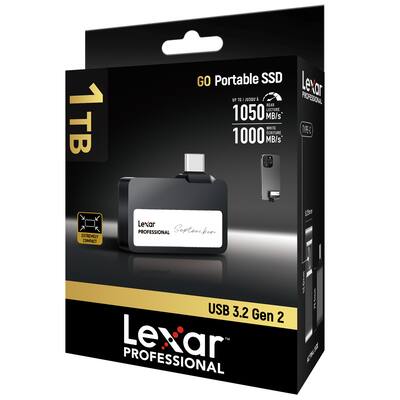Lexar Professional Go Portable USB 3.2 SSD 1 TB Black LSL400X001T Lexar Professional Go Portable USB 3.2 SSD 1 TB Black LSL400X001T