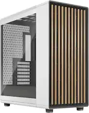 Front. Fractal Design - North XL Chalk White Chassis with Oak Front and Clear TG Side Panel Mid-Tower PC Case - White.
