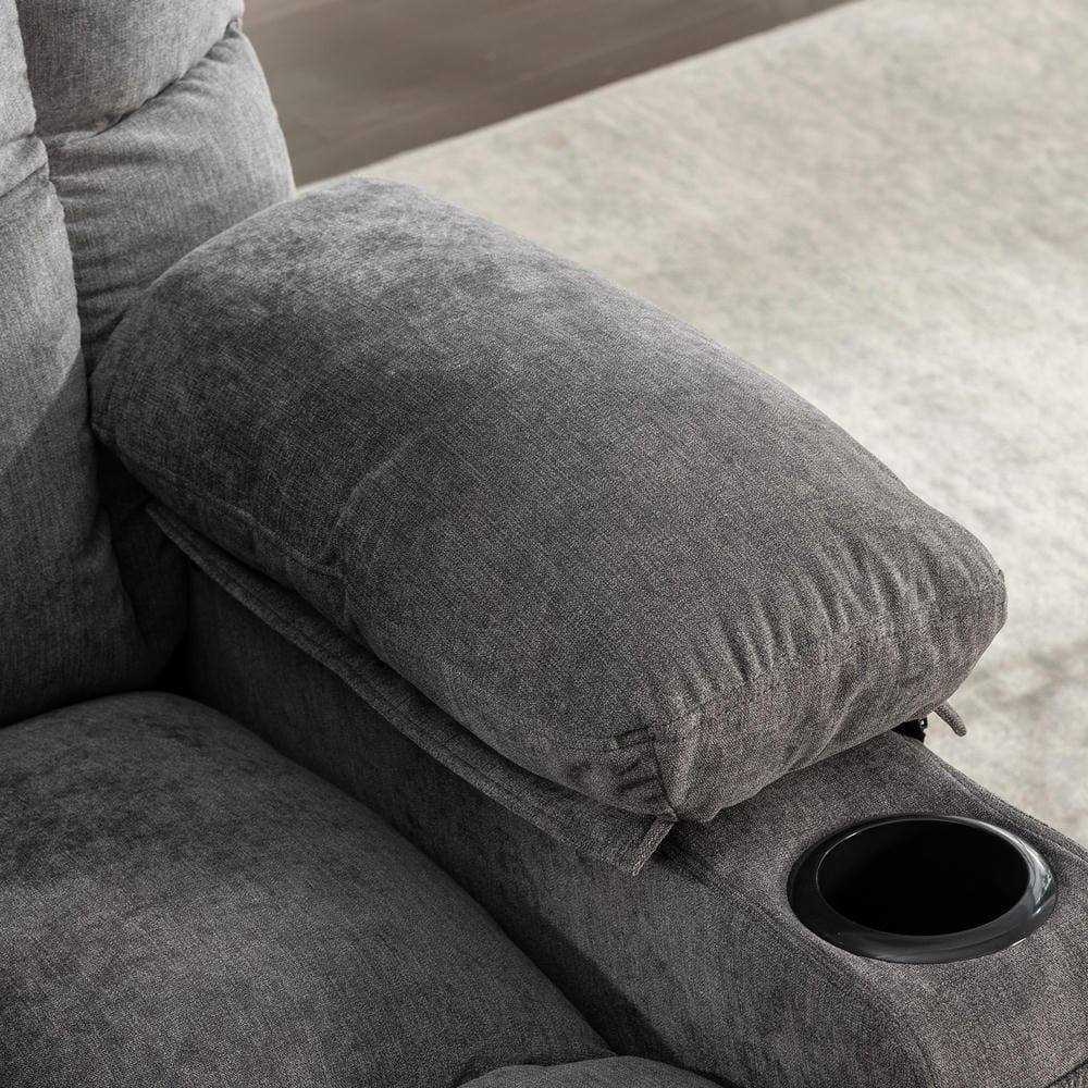 Angle. Kadyn - Massage Rocker Recliner Chair, 8-Point Vibration & Heat, 150° Recline, USB Port, Cup Holders, Gray - Gray.