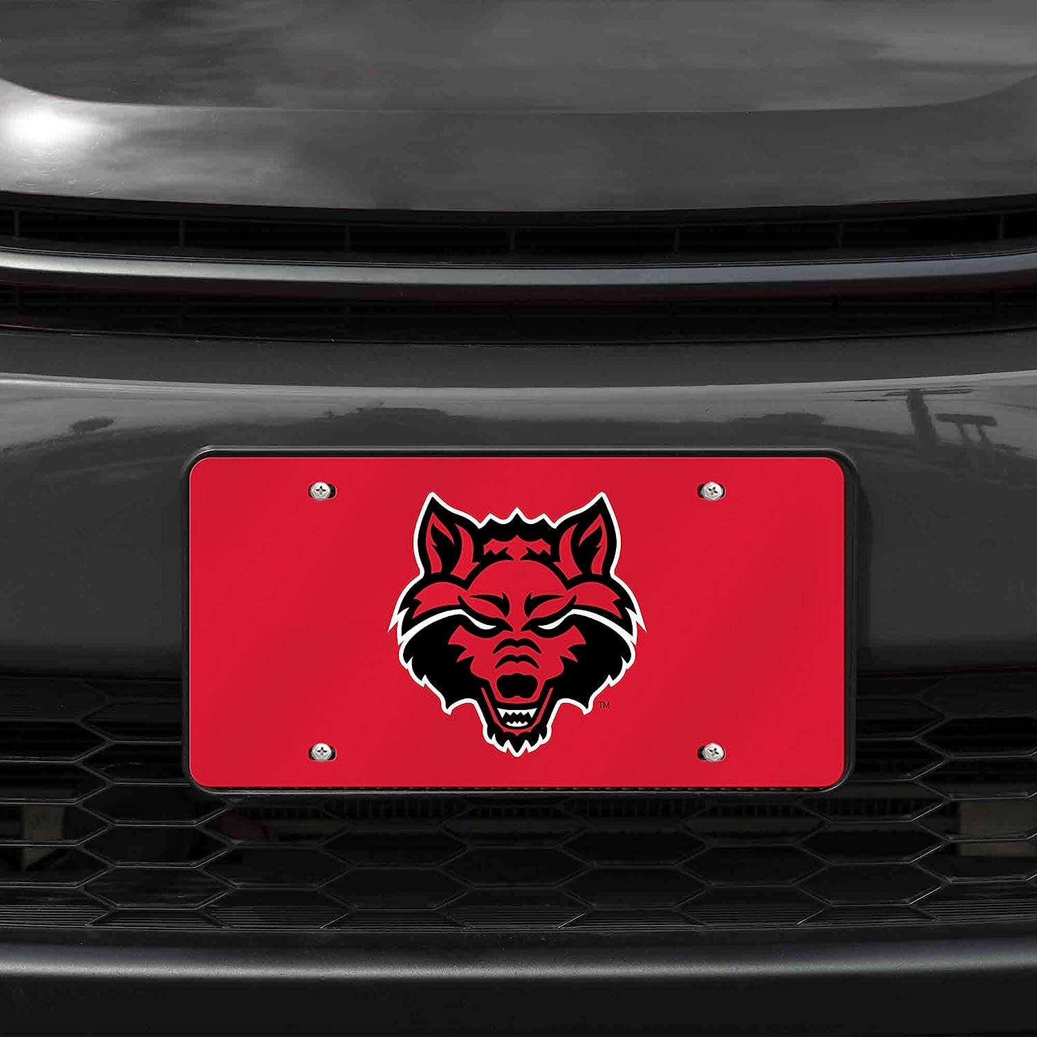 Alt View 1. Rico Industries - Arkansas State Red Wolves Red Mirrored Laser Cut License Plate Laser Tag - Multi.