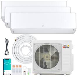 Costway - X-Pro 27000 BTU 3 Zone 9K + 9K + 9K Mini Split Air Conditioner, WiFi Enabled, 24 SEER2 - White