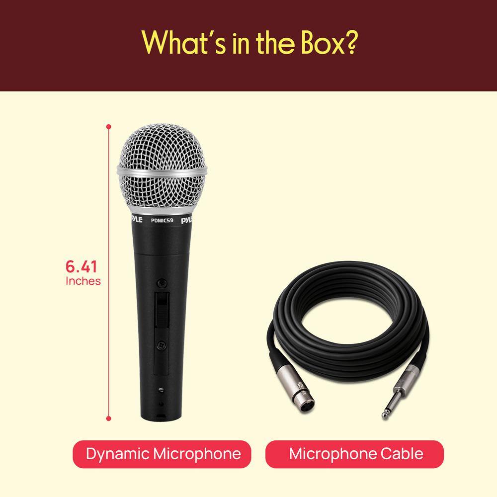 What's in the Box?  
VLE POMICS9  
6.41 Inches  
Dynamic Microphone  
Microphone Cable