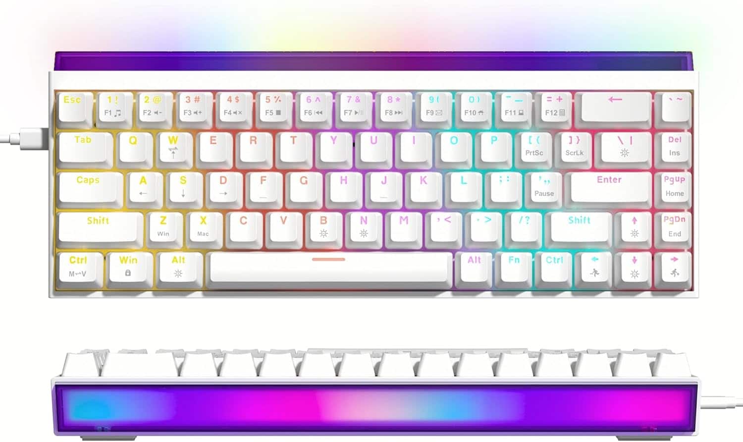 Womier - WK68 Pro 65% Wired Keyboard Gaming with Light Box,Mechanical Keyboard with MCA Keycaps - White