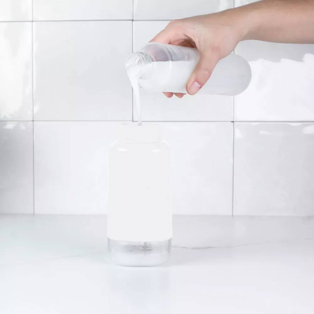 Back. OU - OU 17oz Dish Soap Dispenser, Kitchen & Bathroom Soap Dispenser, Hand Pump Compatible with Gel Soaps - White - White.
