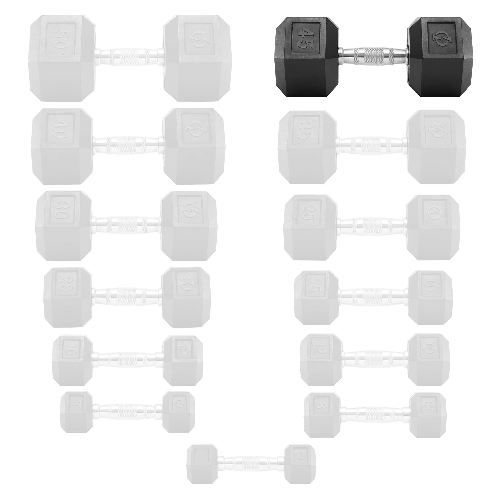 Alt View 3. Philosophy Gym - Pair of Rubber Coated Hex Dumbbell - Cast Iron Hand Weight Set - Black.