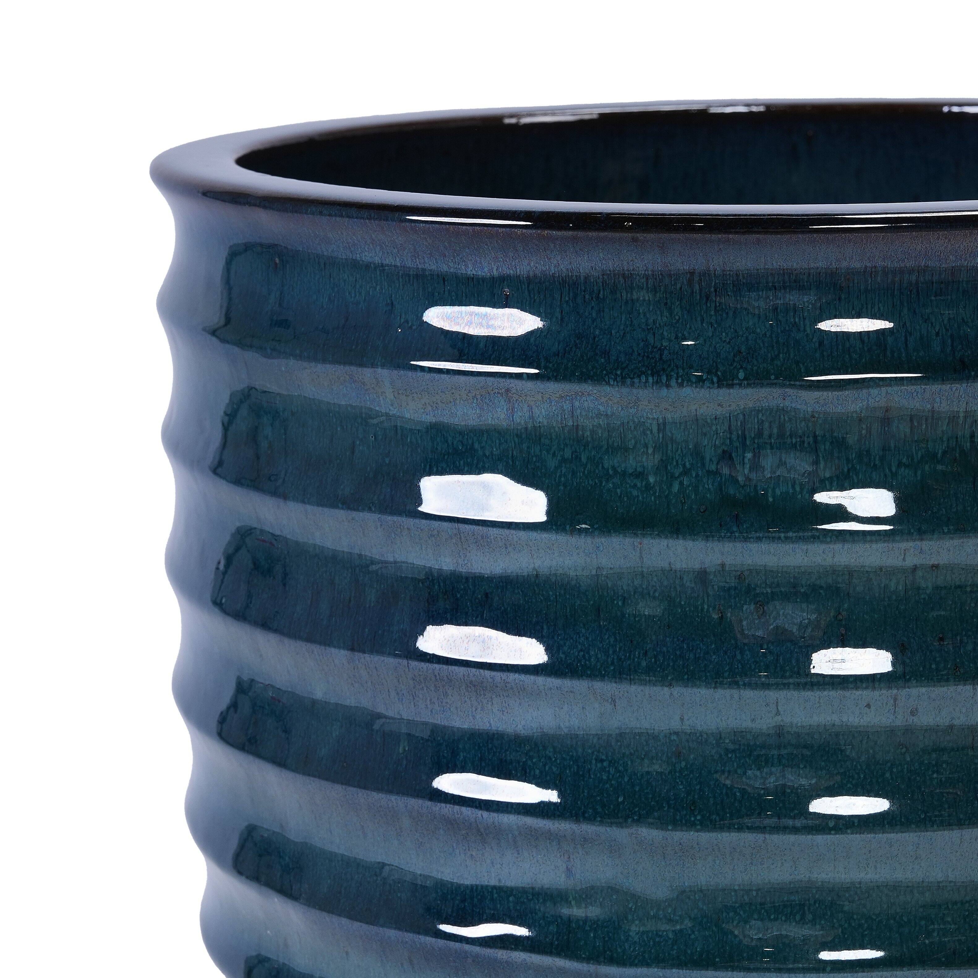 Alt View 7. Loheer - Ceramic Planter by Loheer, 17 Inch Handmade Deep Green Planter for Indoor Outdoor Doorway Monstera.