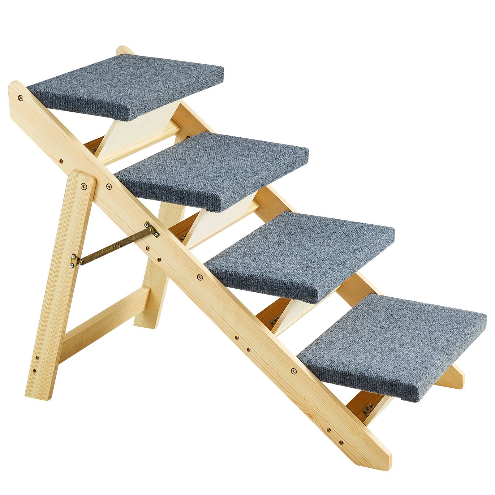 Alt View 5. VEVOR - Wooden Pet Steps and Ramp Combo, 2-in-1 Design, Foldable Access for Beds, Sofas, and Vehicles - Natural.