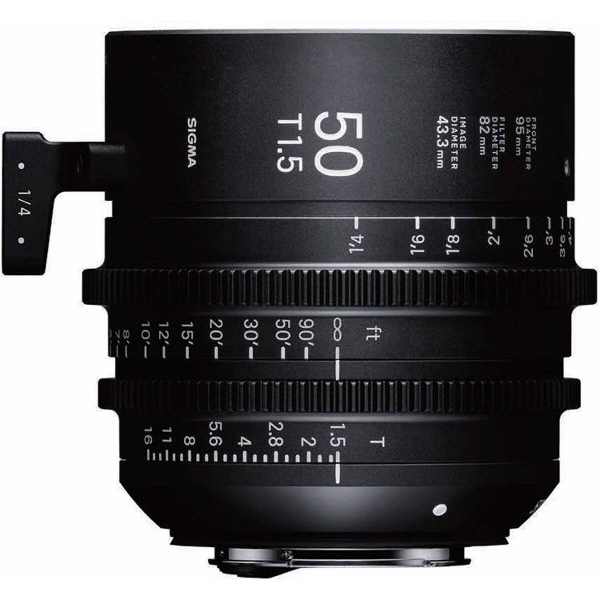 1/4  
SIGMA  
T1.5  
50  
43.3 DIAMETER IMAGE mm  
82 FILTER mm DIAMETER  
95 DIAMETER FRONT mm  
11  
12  
15  
20  
30  
50  
90  
∞ ft  
1.5  
2.8  
4  
5.6  
8  
11  
16