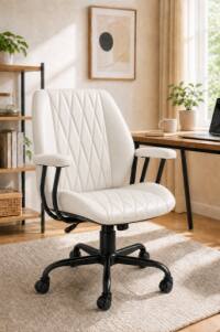 CloudRest Pro - Home Office Desk Chair Ergonomic Computer Chair Mid Back Desk Chair - White