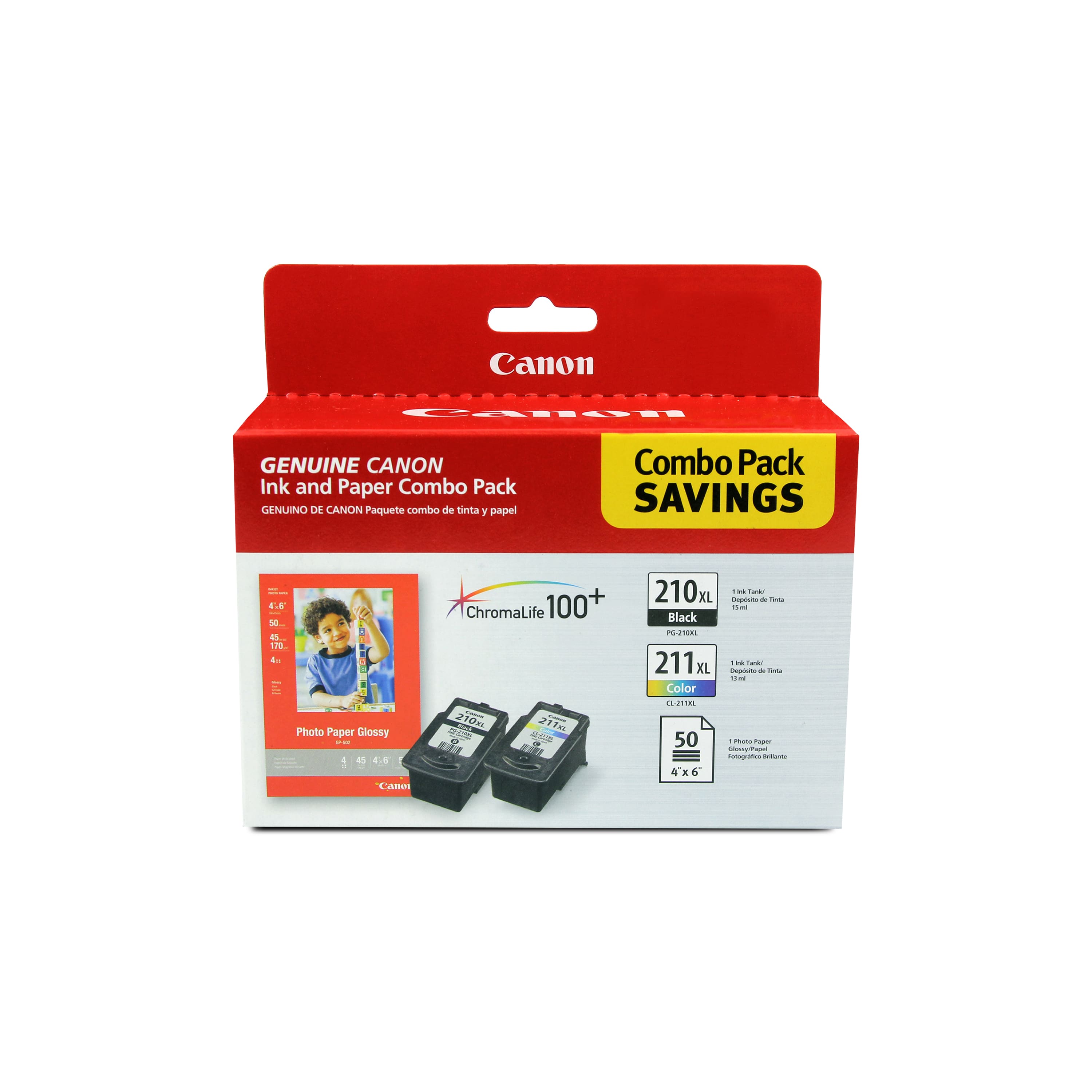 Canon - 210XL/211XL 2-Pack High-Yield Ink Cartridges + Photo Paper - Multicolor - Front_Zoom