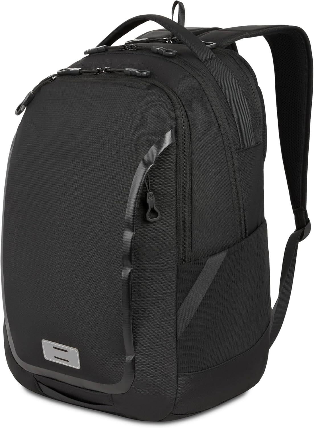 Front. ZUQIETA - ZUQIETA Shield Laptop Backpack in Black, Dimensions: 18.5"x12"x6" - Black.