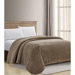 Noble House - Chevron Reversible and Comfortable Braided Oversized Plush All Season Blanket, Queen - Taupe