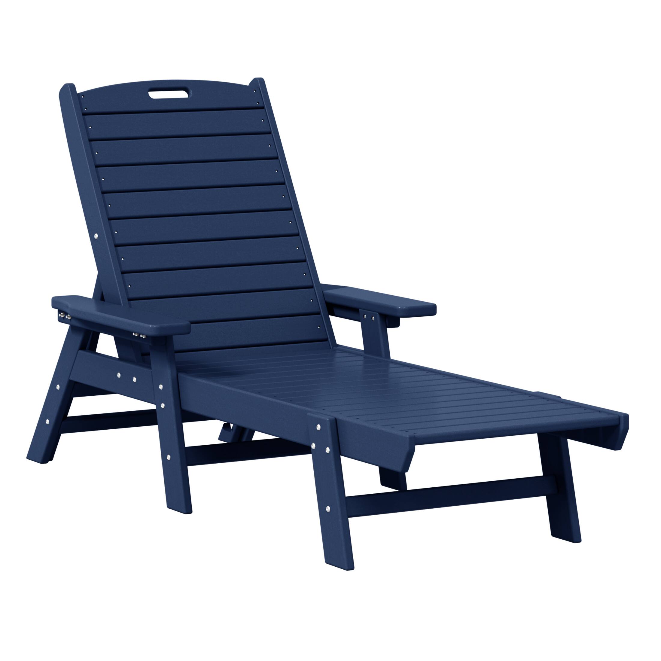 Left. WestinTrends - WestinTrends Malibu Poly Reclining Chaise Lounge (Set Of 2) - Navy Blue.